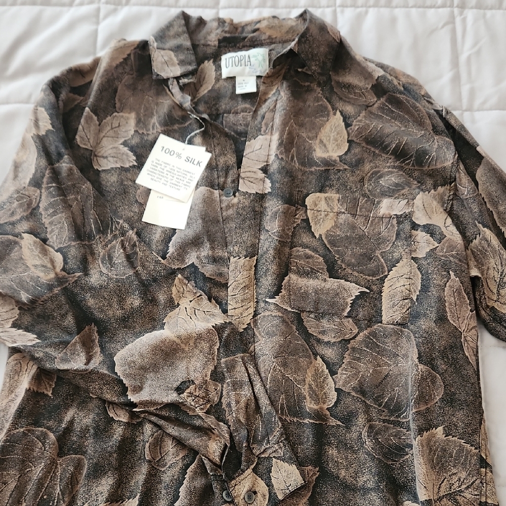 Utopia Silk Leaf Print Shirt